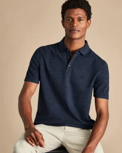 Golf polos|Blue Shirts<Charles Tyrwhitt Tyrwhitt Pique Polo - Navy Blue Melange