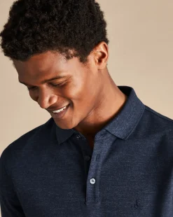 Golf polos|Blue Shirts<Charles Tyrwhitt Tyrwhitt Pique Polo - Navy Blue Melange