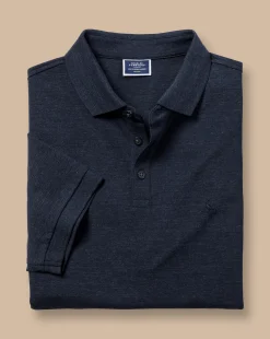 Golf polos|Blue Shirts<Charles Tyrwhitt Tyrwhitt Pique Polo - Navy Blue Melange