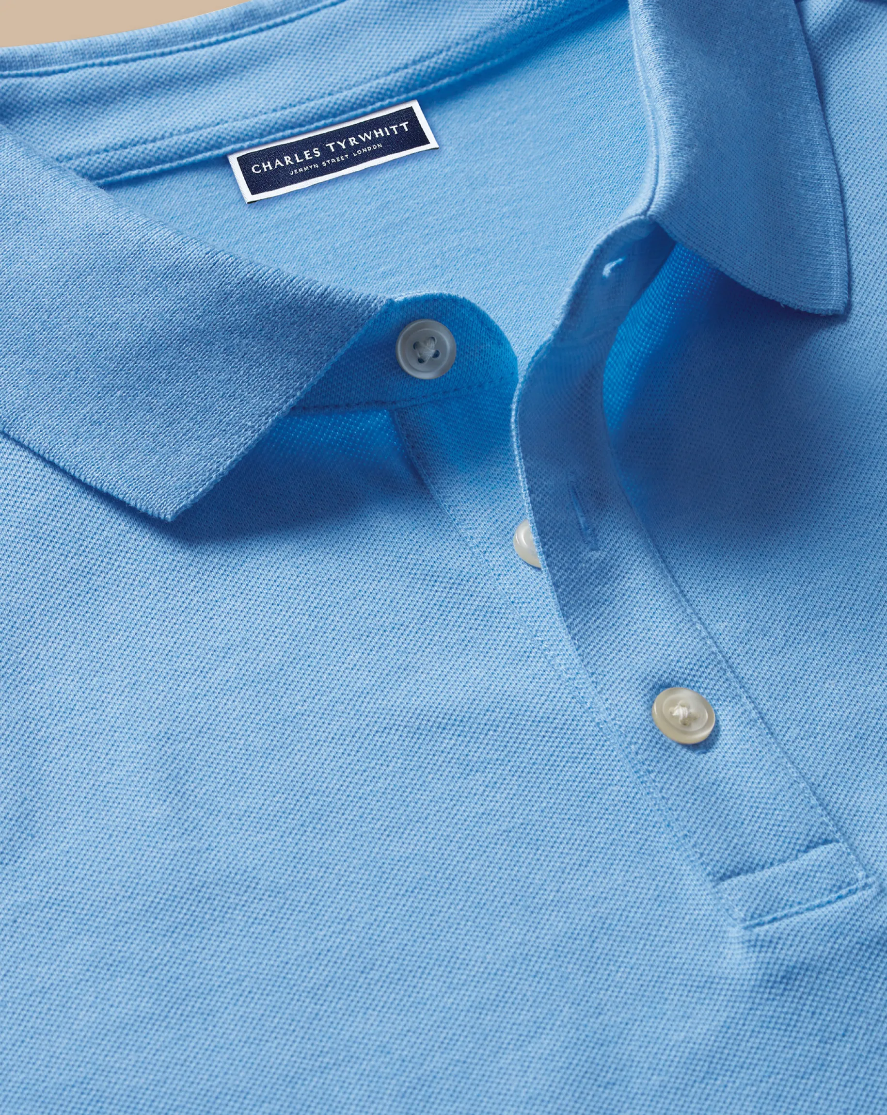 Blue Shirts|Golf polos<Charles Tyrwhitt Tyrwhitt Pique Polo - Sky Blue Sky and Blue