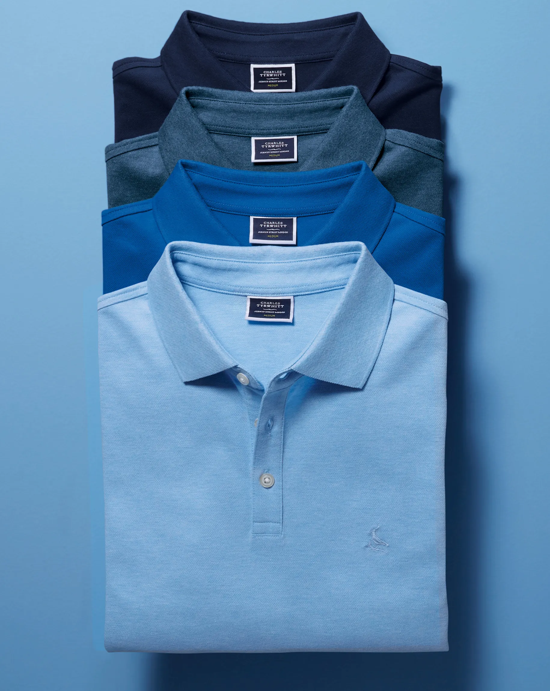 Blue Shirts|Golf polos<Charles Tyrwhitt Tyrwhitt Pique Polo - Sky Blue Sky and Blue
