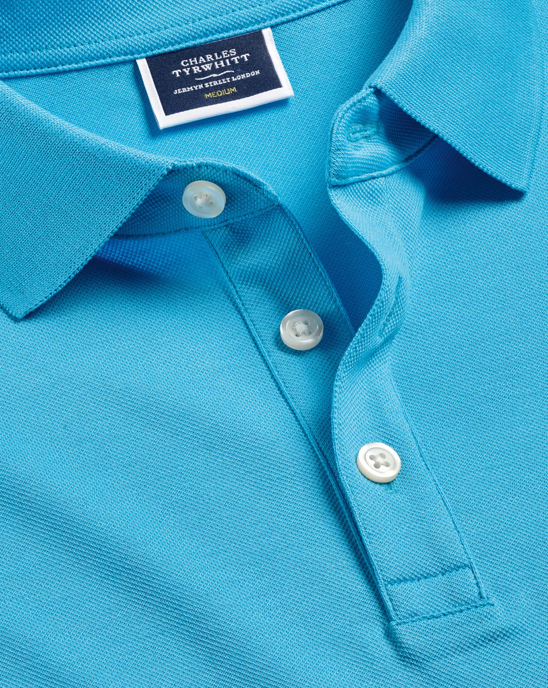 Shirt Sale|Polos<Charles Tyrwhitt Tyrwhitt Pique Polo - Turquoise Blue Light Turquoise