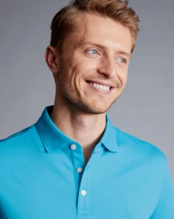 Shirt Sale|Polos<Charles Tyrwhitt Tyrwhitt Pique Polo - Turquoise Blue Light Turquoise