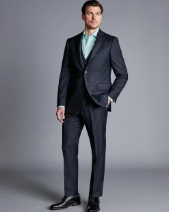 Vests<Charles Tyrwhitt Ultimate Performance Check Suit Vest - Navy