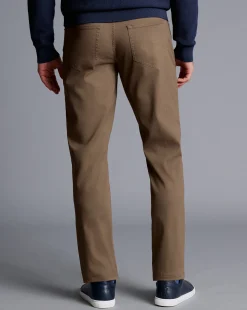 Pants & Shorts<Charles Tyrwhitt Washed Texture 5 Pocket Pants - Taupe
