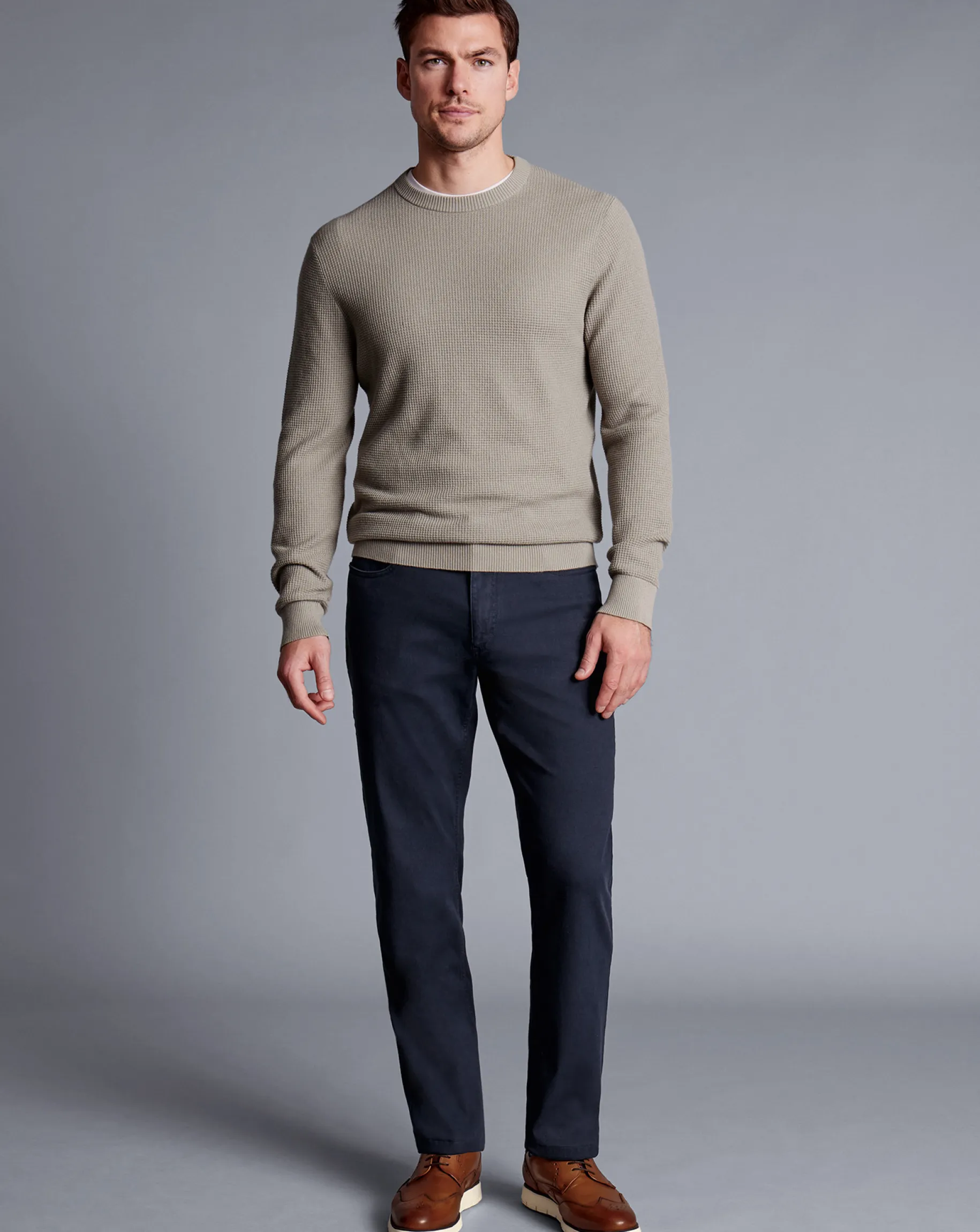 Pants & Shorts<Charles Tyrwhitt Washed Texture 5 Pocket Pants - Navy