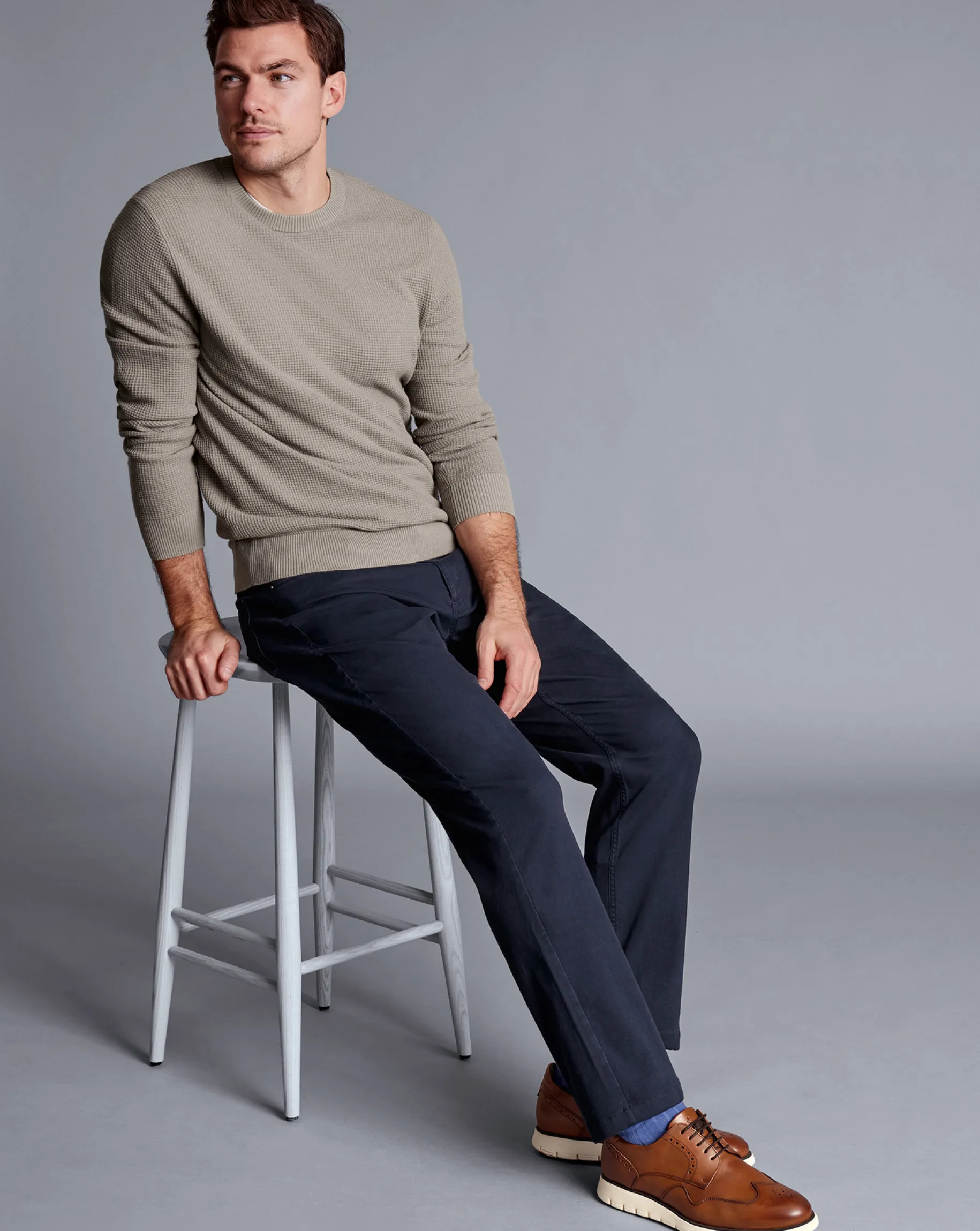 Pants & Shorts<Charles Tyrwhitt Washed Texture 5 Pocket Pants - Navy