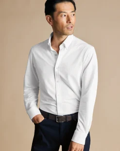 Casual Shirts|Non-Iron Shirts<Charles Tyrwhitt 4-Way Stretch Jersey Shirt - White