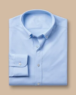 Casual Shirts|Blue Shirts<Charles Tyrwhitt 4-Way Stretch Jersey Shirt - Blue Sky