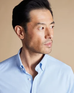 Casual Shirts|Blue Shirts<Charles Tyrwhitt 4-Way Stretch Jersey Shirt - Blue Sky