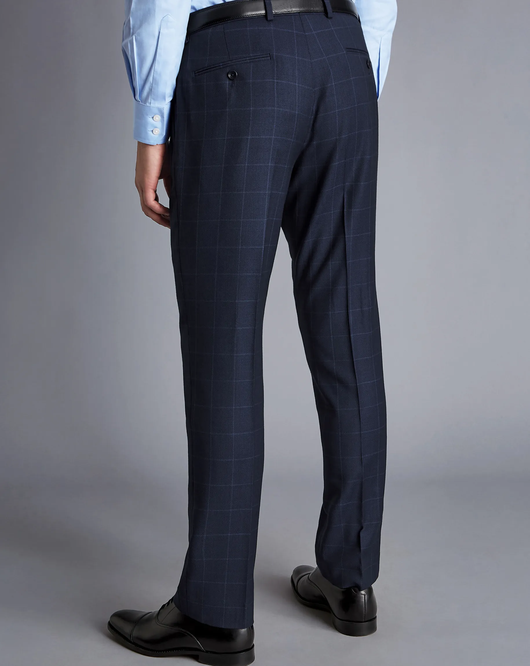 Suit Pants|Pants & Shorts<Charles Tyrwhitt Windowpane Check Birdseye Travel Suit Pants - Navy Ink Blue