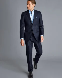 Suit Jackets|Blazers<Charles Tyrwhitt Windowpane Check Birdseye Travel Suit Jacket - Navy