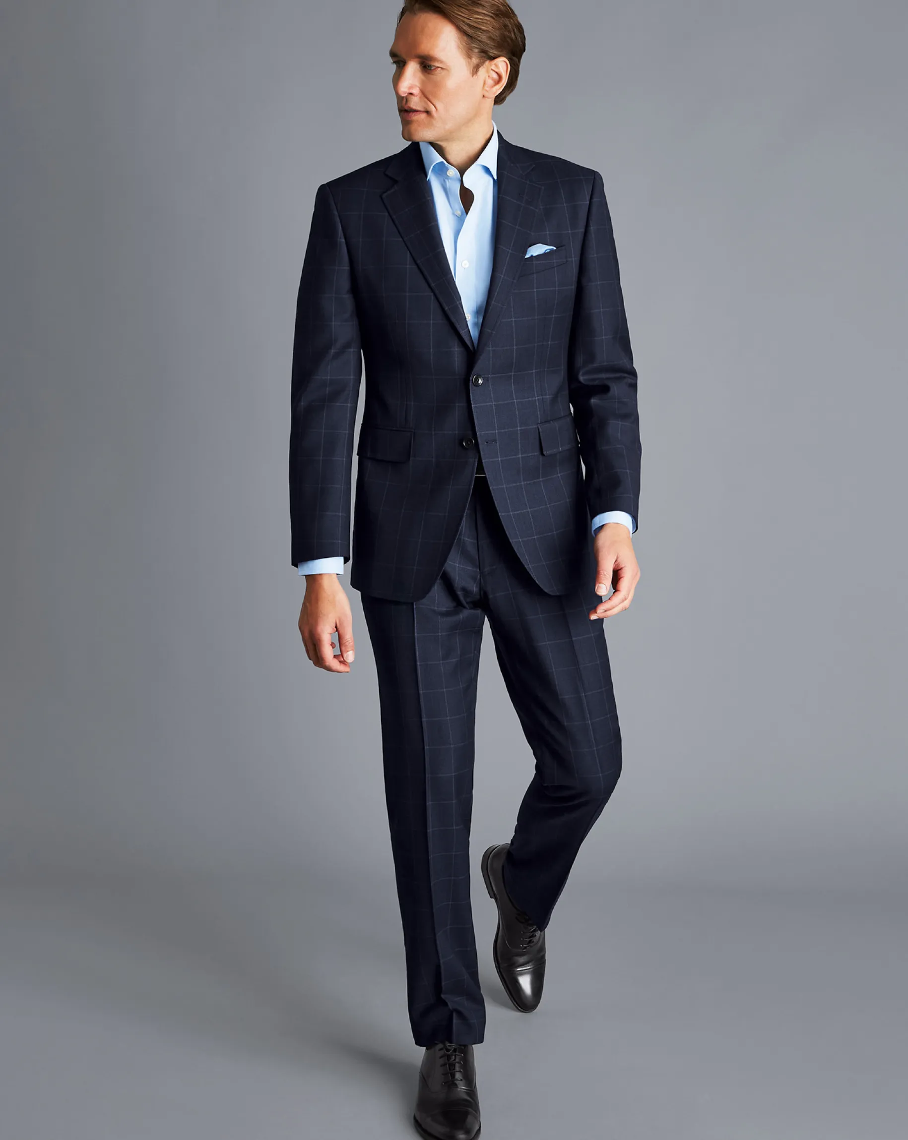 Suit Jackets|Blazers<Charles Tyrwhitt Windowpane Check Birdseye Travel Suit Jacket - Navy