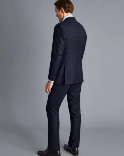 Suit Jackets|Blazers<Charles Tyrwhitt Windowpane Check Birdseye Travel Suit Jacket - Navy