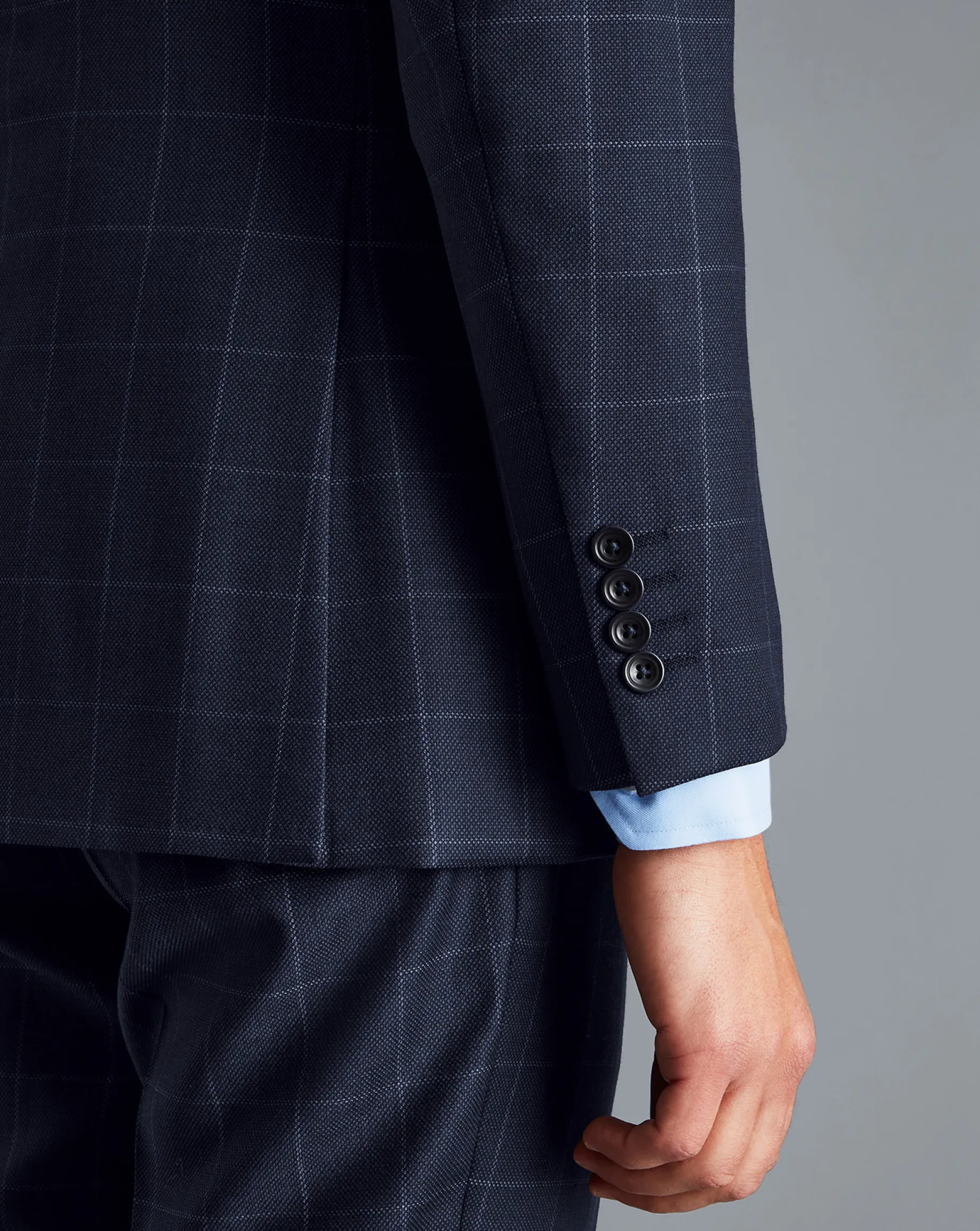 Suit Jackets|Blazers<Charles Tyrwhitt Windowpane Check Birdseye Travel Suit Jacket - Navy