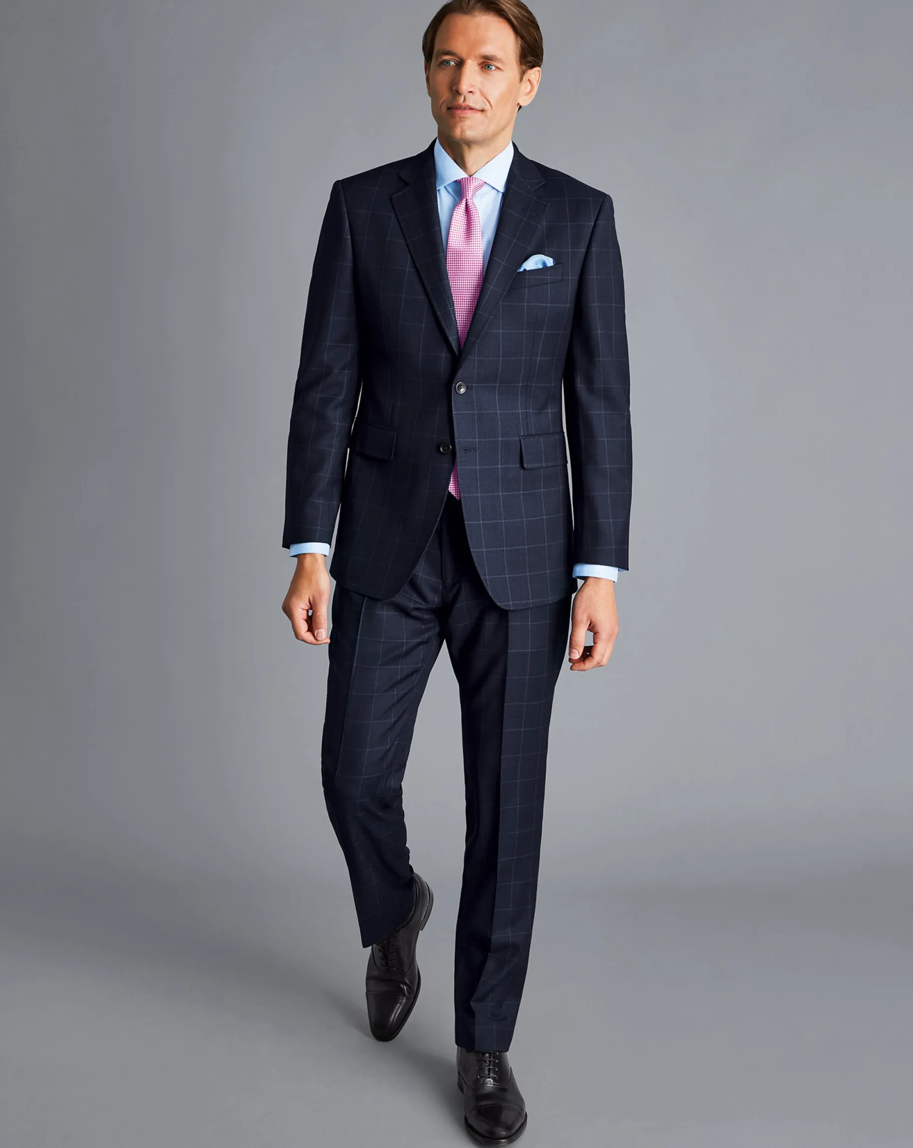 Suit Jackets|Blazers<Charles Tyrwhitt Windowpane Check Birdseye Travel Suit Jacket - Navy