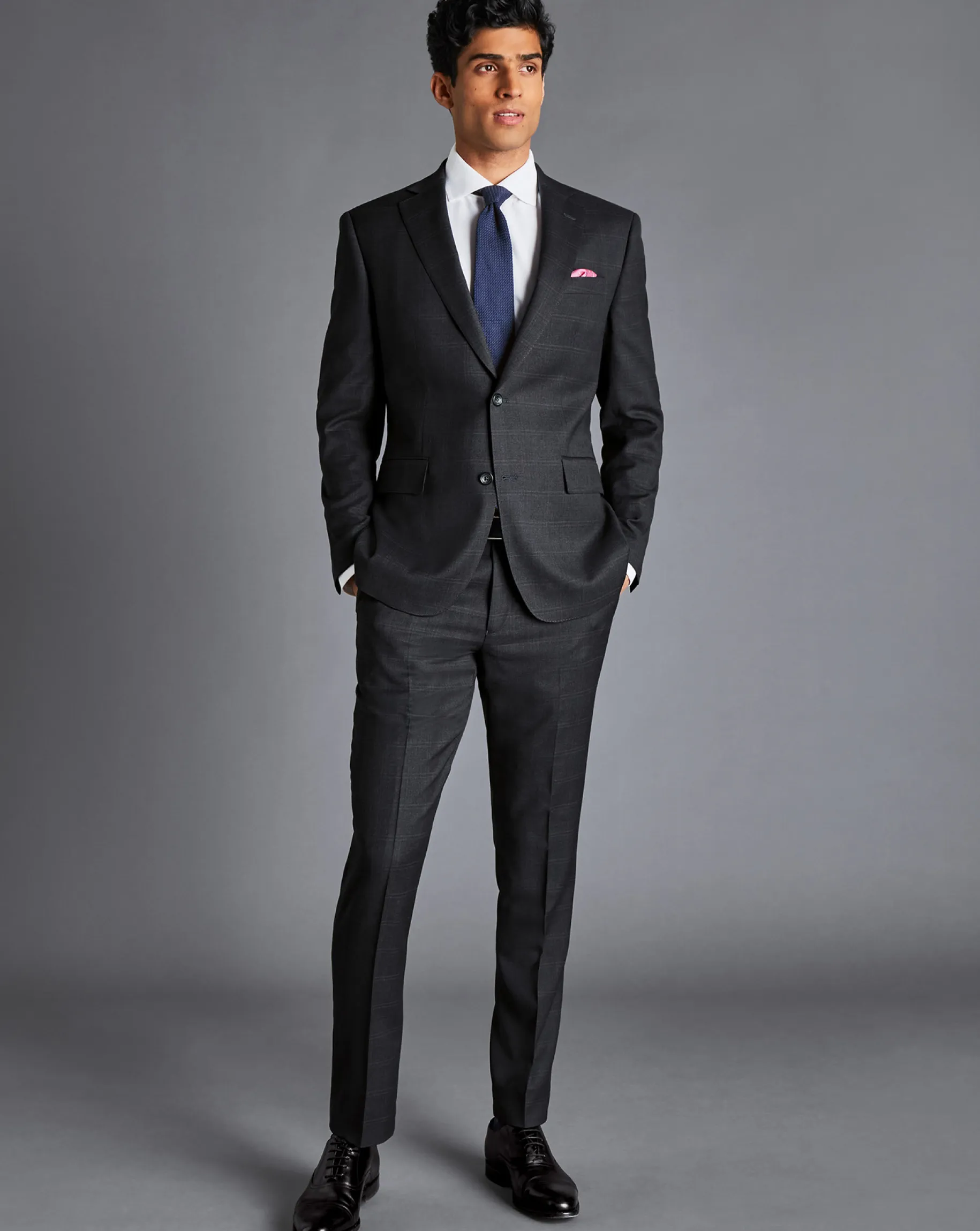 Suit Jackets|Blazers<Charles Tyrwhitt Windowpane Check Birdseye Travel Suit Jacket - Grey Charcoal