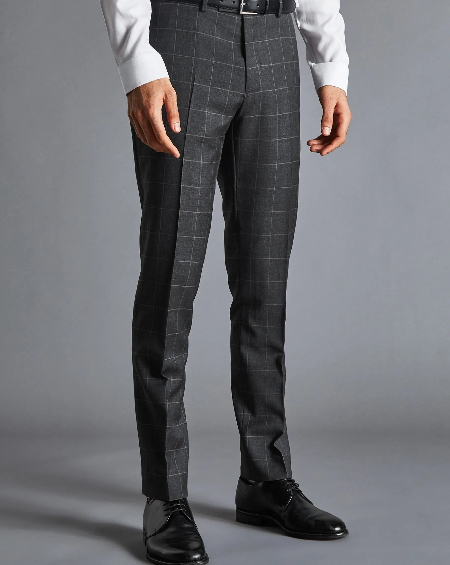 Suit Pants|Pants & Shorts<Charles Tyrwhitt Windowpane Check Suit Pants - Charcoal Grey