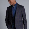 Coats & Jackets|Blazers<Charles Tyrwhitt Windowpane Check Textured Wool Jacket - Steel Blue