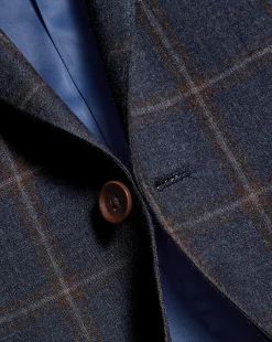 Coats & Jackets|Blazers<Charles Tyrwhitt Windowpane Check Textured Wool Jacket - Steel Blue