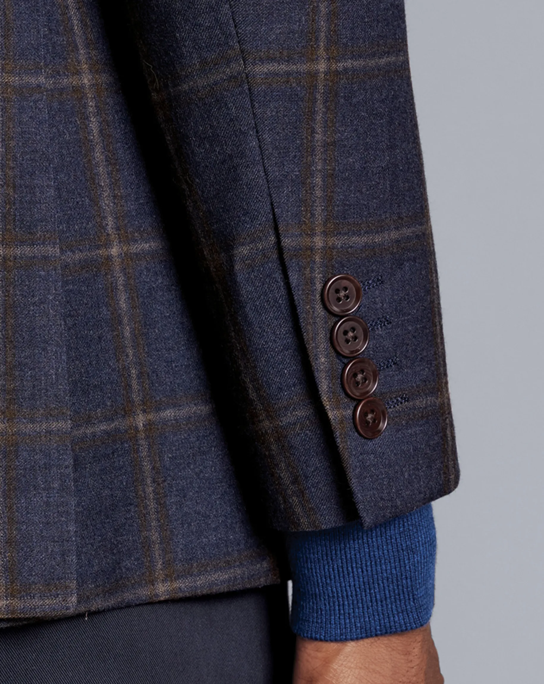 Coats & Jackets|Blazers<Charles Tyrwhitt Windowpane Check Textured Wool Jacket - Steel Blue