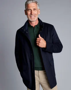Coats|Navy<Charles Tyrwhitt Wool Car Coat - Navy