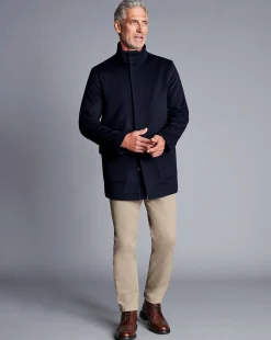 Coats|Navy<Charles Tyrwhitt Wool Car Coat - Navy