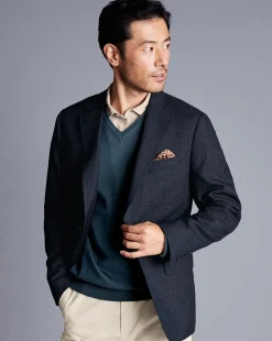 Coats & Jackets|Blazers<Charles Tyrwhitt Wool Check Jacket - Denim Blue