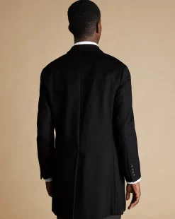Coats|Black<Charles Tyrwhitt Wool Overcoat - Black