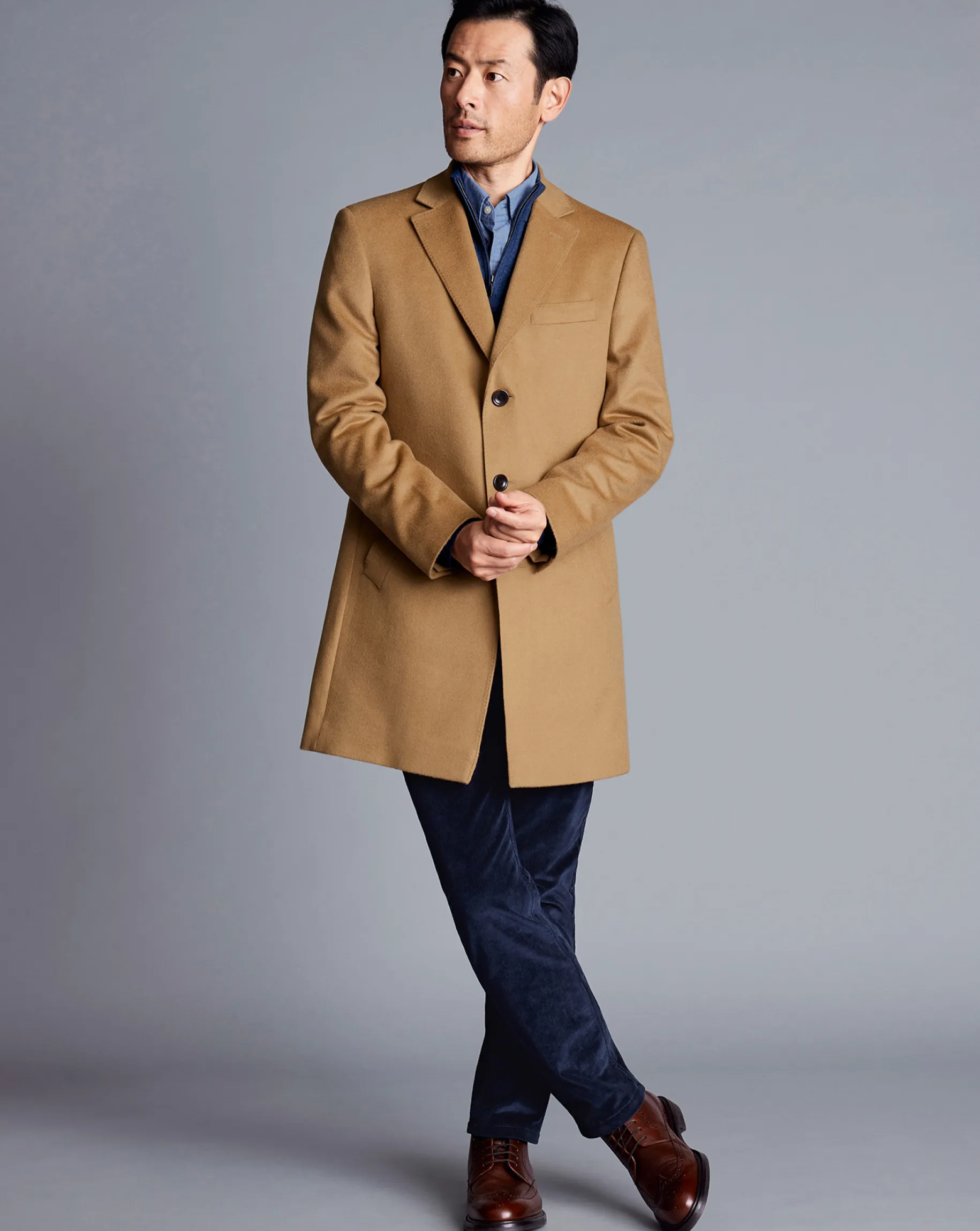 Coats|Brown<Charles Tyrwhitt Wool Overcoat - Camel