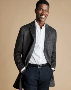 Coats<Charles Tyrwhitt Wool Overcoat - Dark Grey