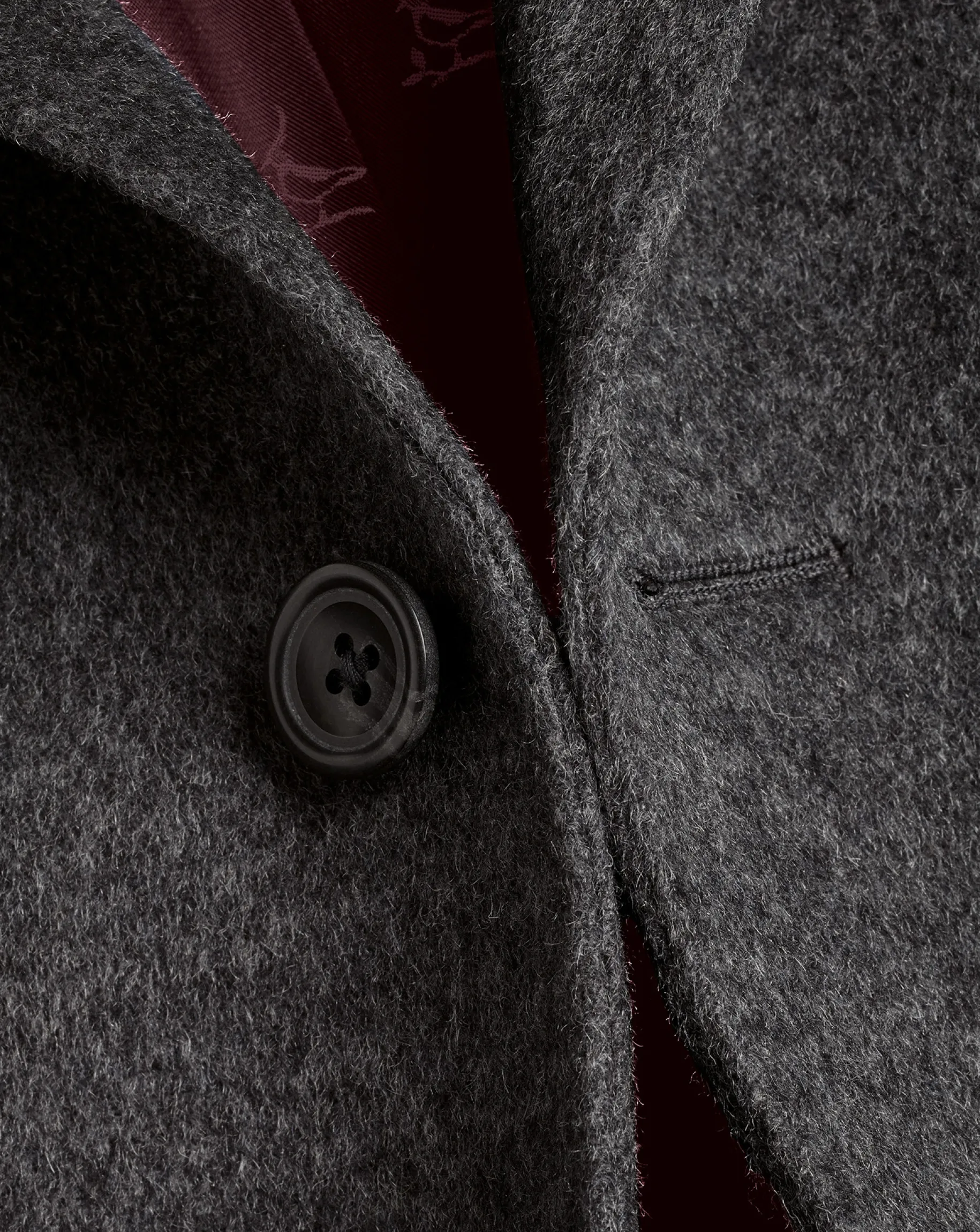Coats<Charles Tyrwhitt Wool Overcoat - Dark Grey
