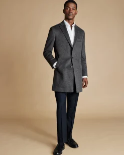 Coats<Charles Tyrwhitt Wool Overcoat - Dark Grey