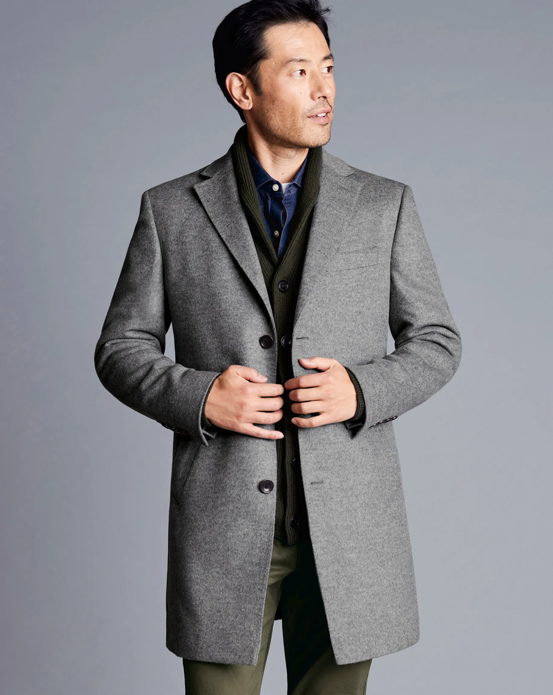 Coats<Charles Tyrwhitt Wool Overcoat - Light Grey
