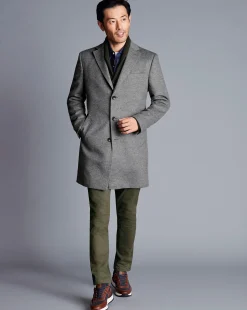 Coats<Charles Tyrwhitt Wool Overcoat - Light Grey