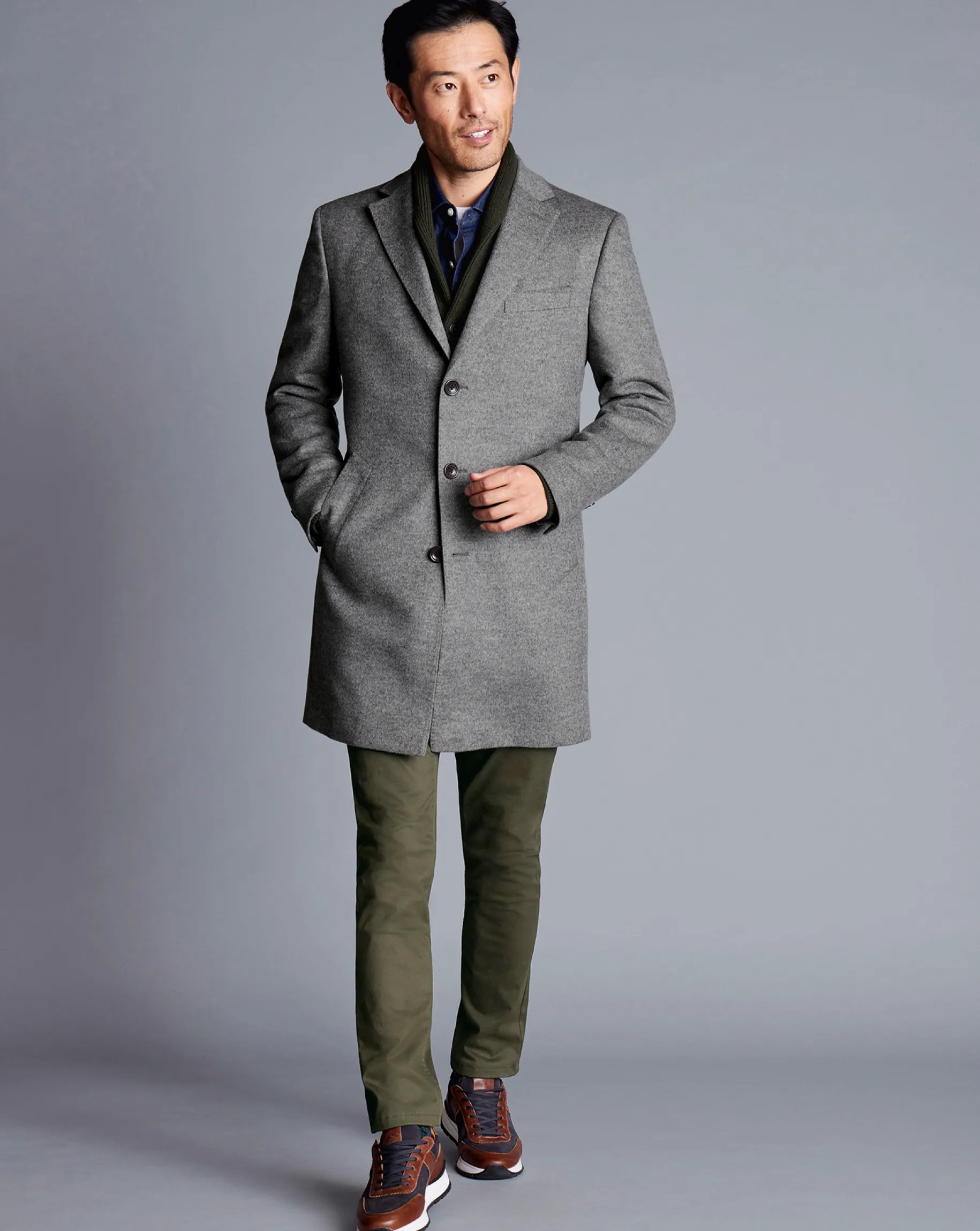 Coats<Charles Tyrwhitt Wool Overcoat - Light Grey