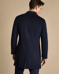Coats|Navy<Charles Tyrwhitt Wool Overcoat - Navy