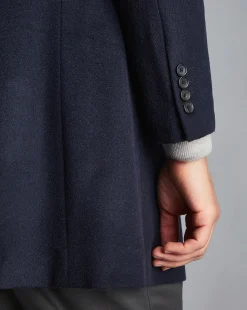 Coats|Navy<Charles Tyrwhitt Wool Overcoat - Navy