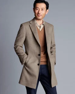 Coats|Brown<Charles Tyrwhitt Wool Overcoat - Oatmeal
