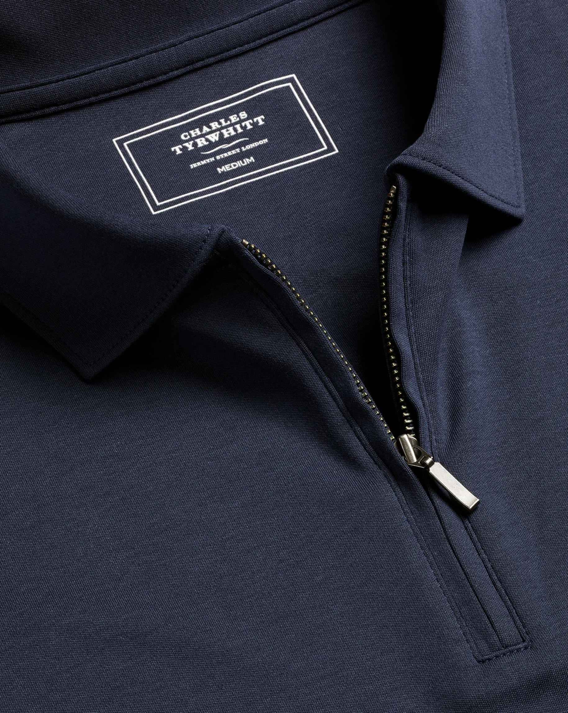 Zip Neck polos|Blue Shirts<Charles Tyrwhitt Zip-Neck Jersey Polo - Navy