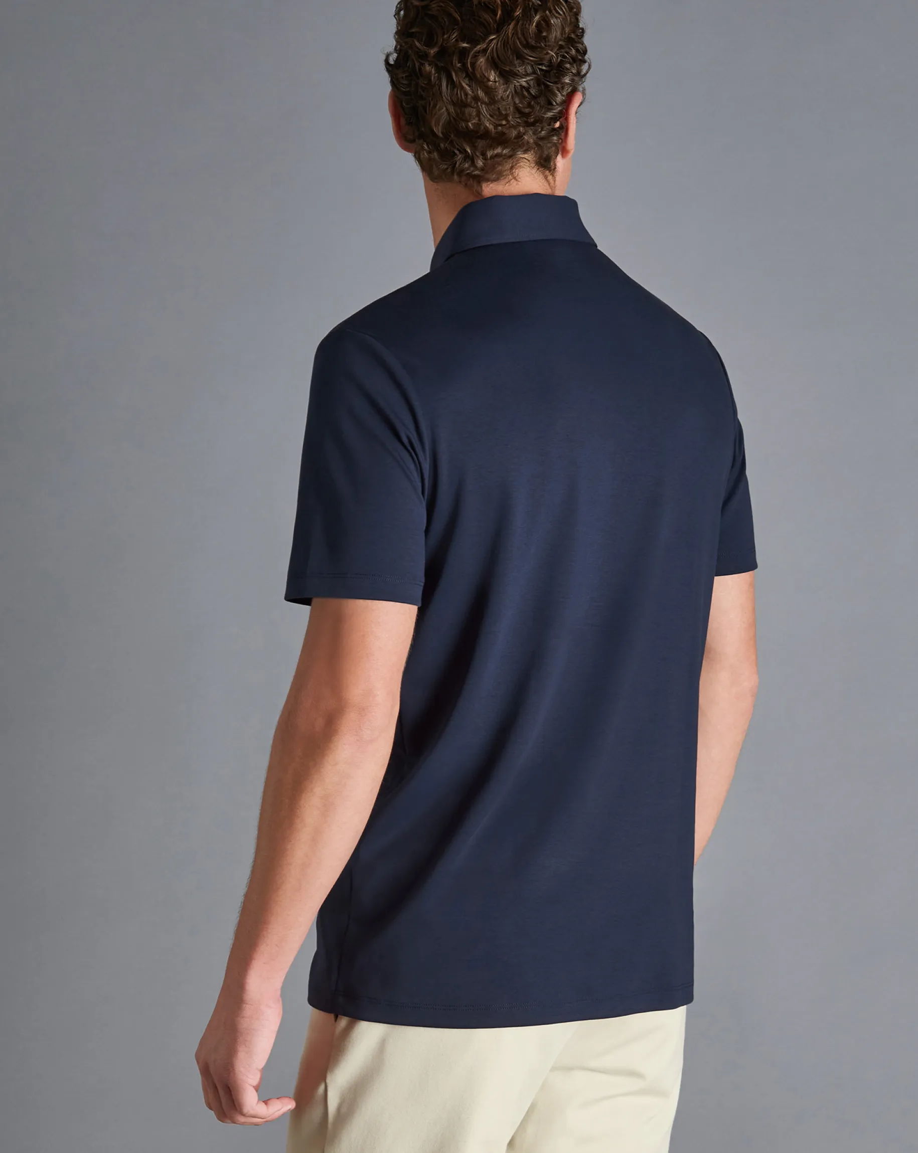 Zip Neck polos|Blue Shirts<Charles Tyrwhitt Zip-Neck Jersey Polo - Navy